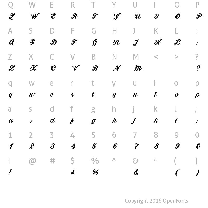 Character Map of Coors Script Regular