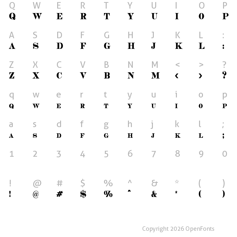 Character Map of Copperhead Condensed Regular