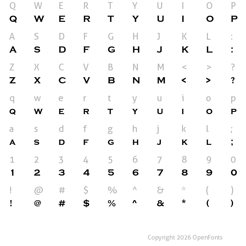 Character Map of Copperplate Bold