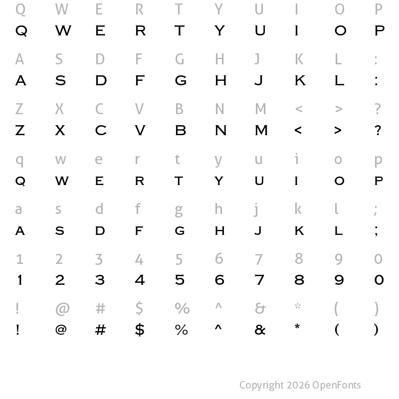 Character Map of Copperplate Medium