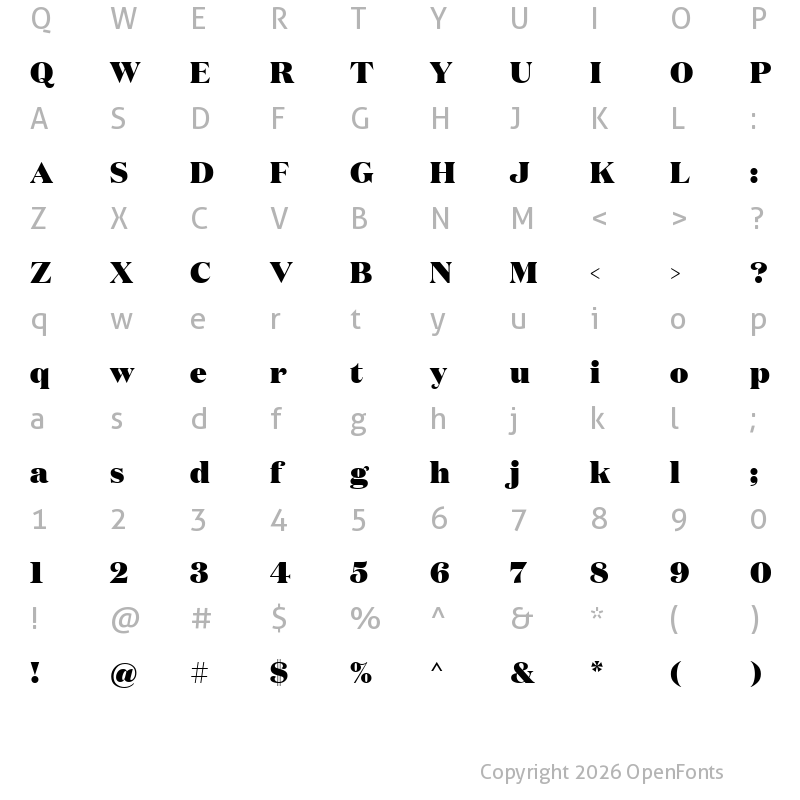 Character Map of Copyright Klim Type Foundry Black