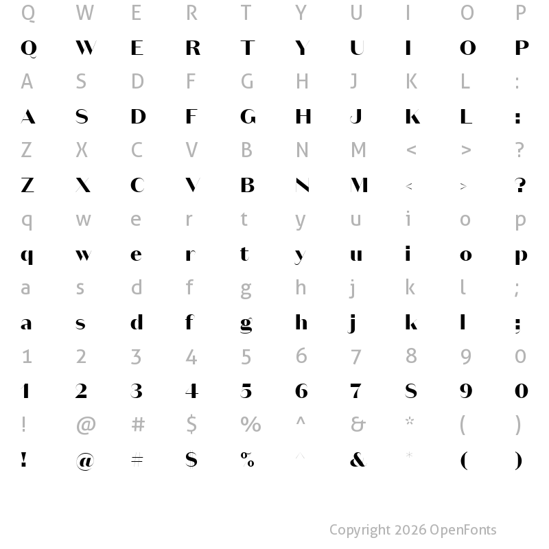 Character Map of Copyright Klim Type Foundry Not Licensed for Desktop Use