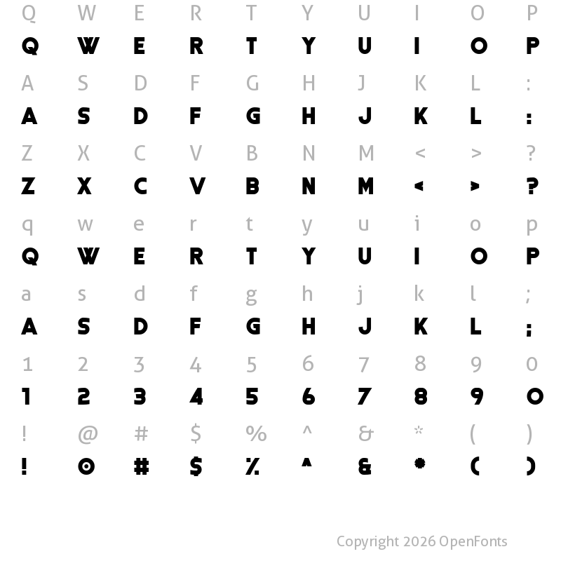 Character Map of Coral Colour Regular