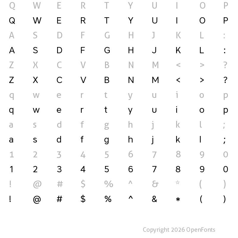 Character Map of Core Sans A 45 Regular