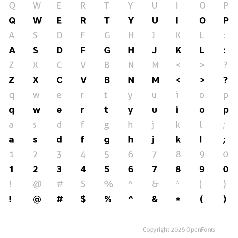 Character Map of Core Sans A 65 Bold