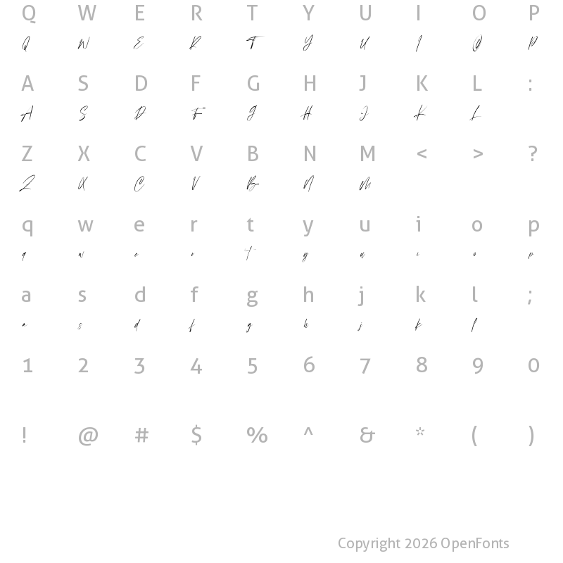Character Map of Corestairs Free Regular