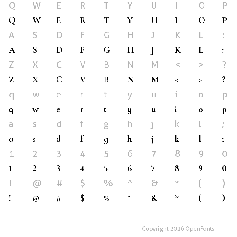 Character Map of Cormorant Infant Bold