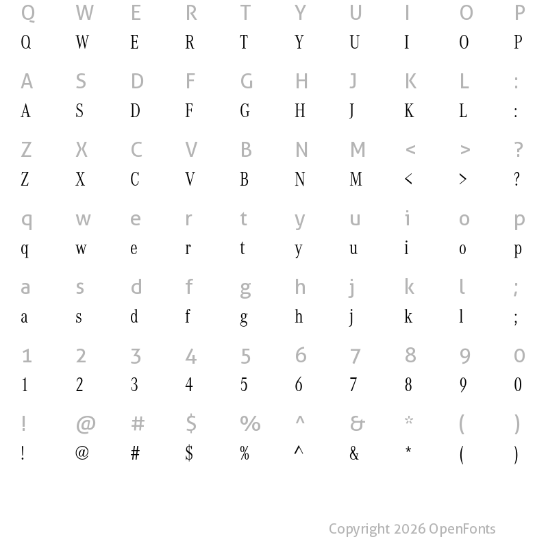 Character Map of Corporate A Condensed Light