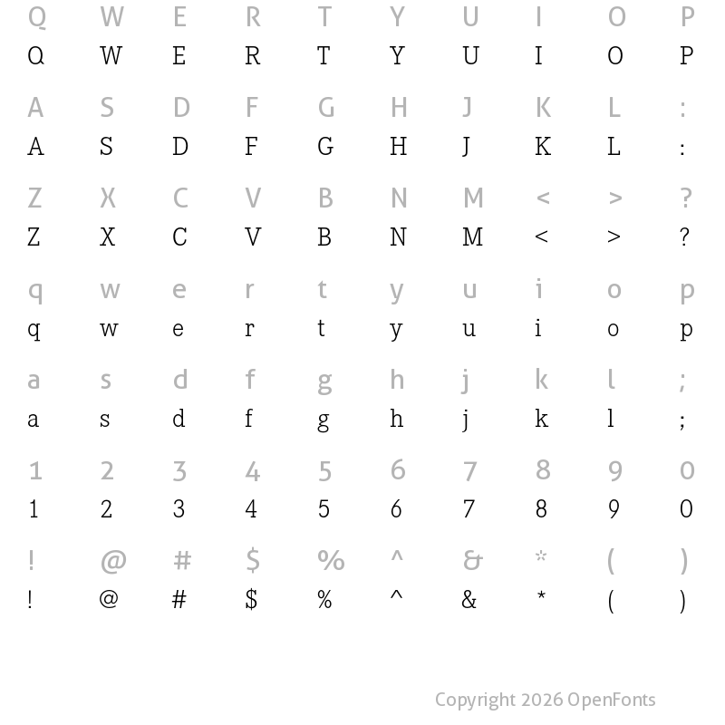 Character Map of Corporate E Light
