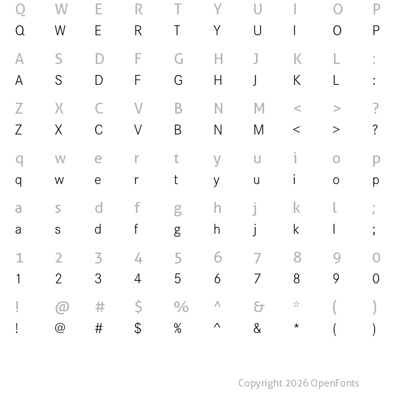 Character Map of Corporate S Light