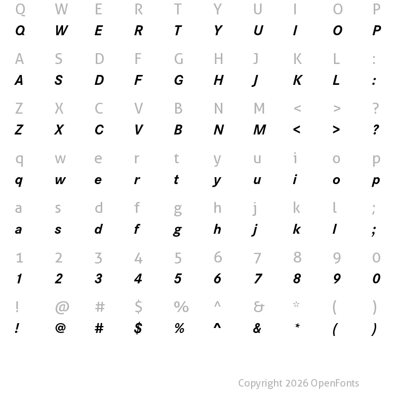 Character Map of Corporate S Pro Bold Italic