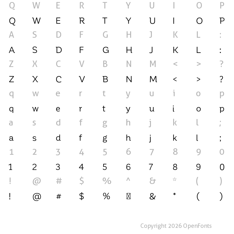 Character Map of Corporative Regular