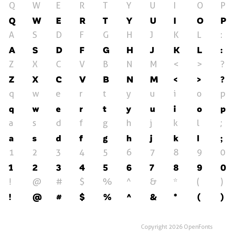 Character Map of Corporative Sans Black