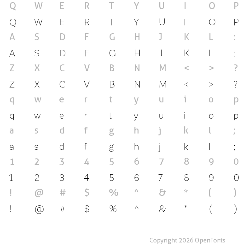 Character Map of Corporative Sans Light