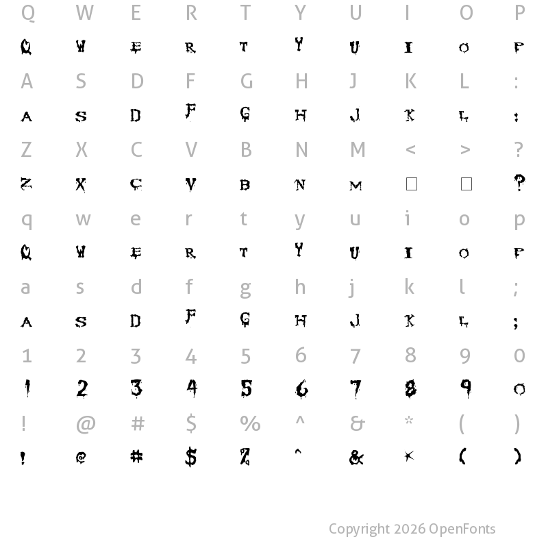 Character Map of Corpse Regular
