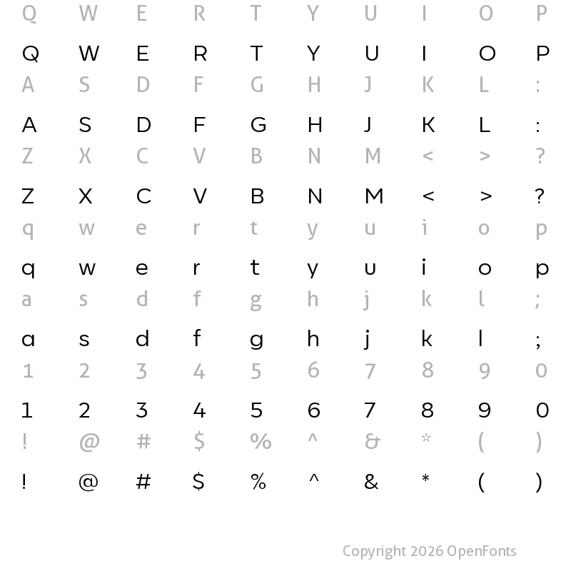 Character Map of Corsa Grotesk Regular