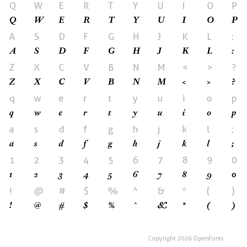 Character Map of Corundum Text SemiBold Italic