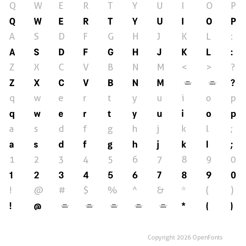 Character Map of Cosima Demo Bold