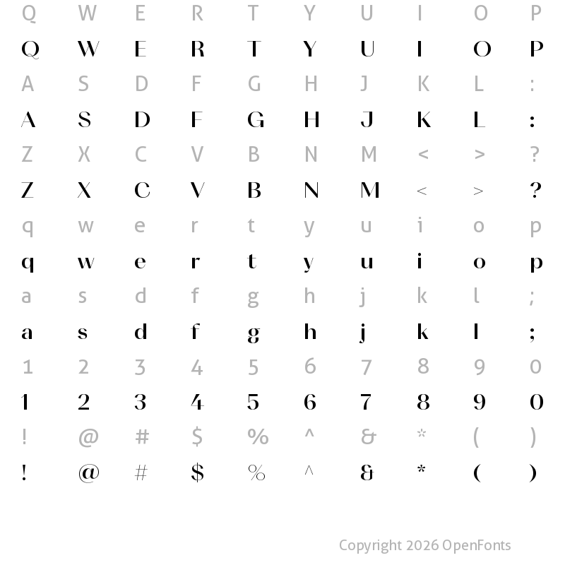 Character Map of Cosmetic Bold
