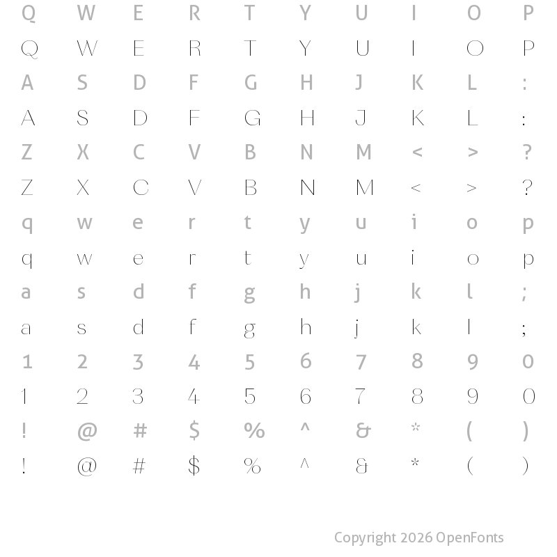 Character Map of Cosmetic Thin