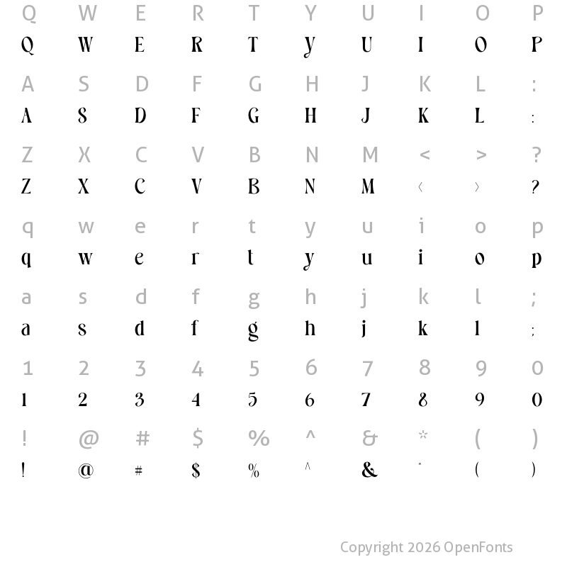 Character Map of Costa Nova Regular