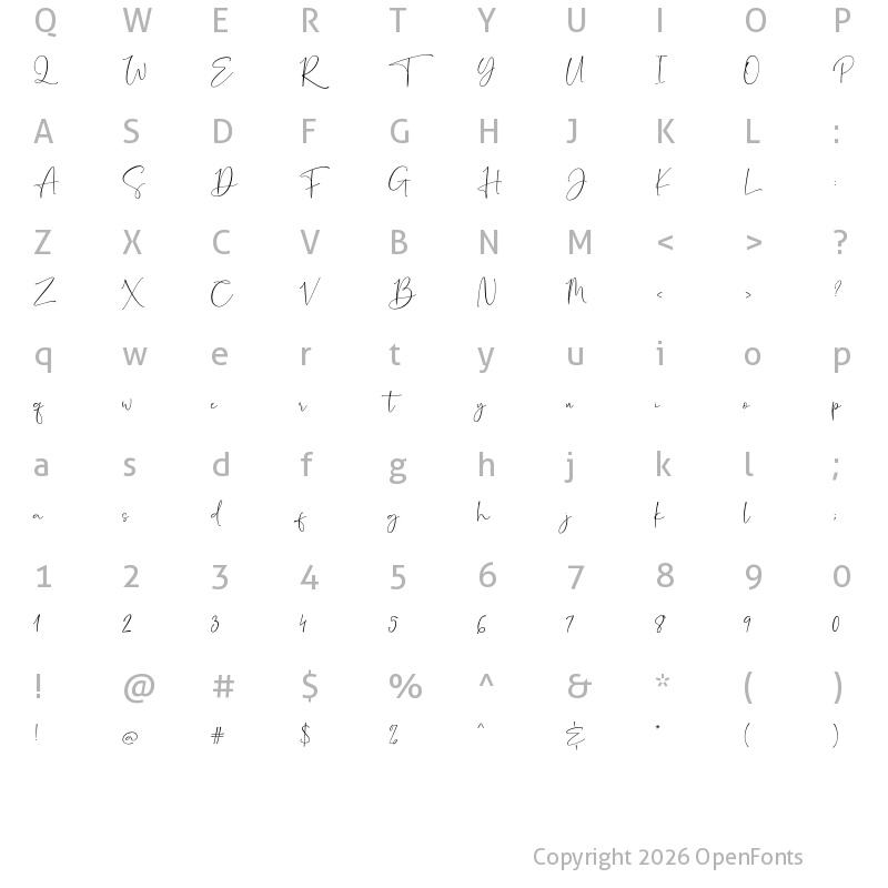 Character Map of Costpretty Regular
