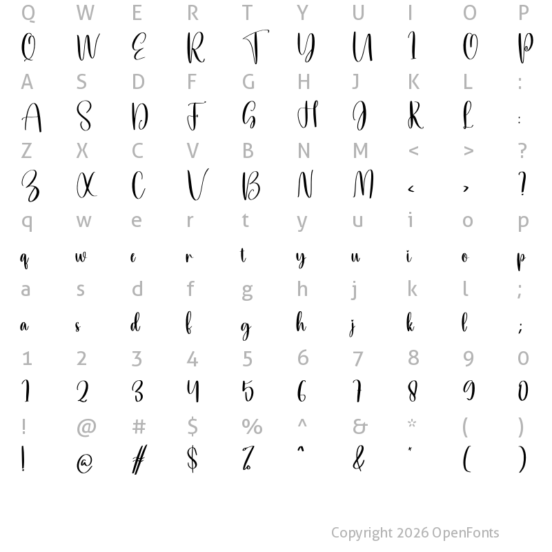 Character Map of Cottage Regular