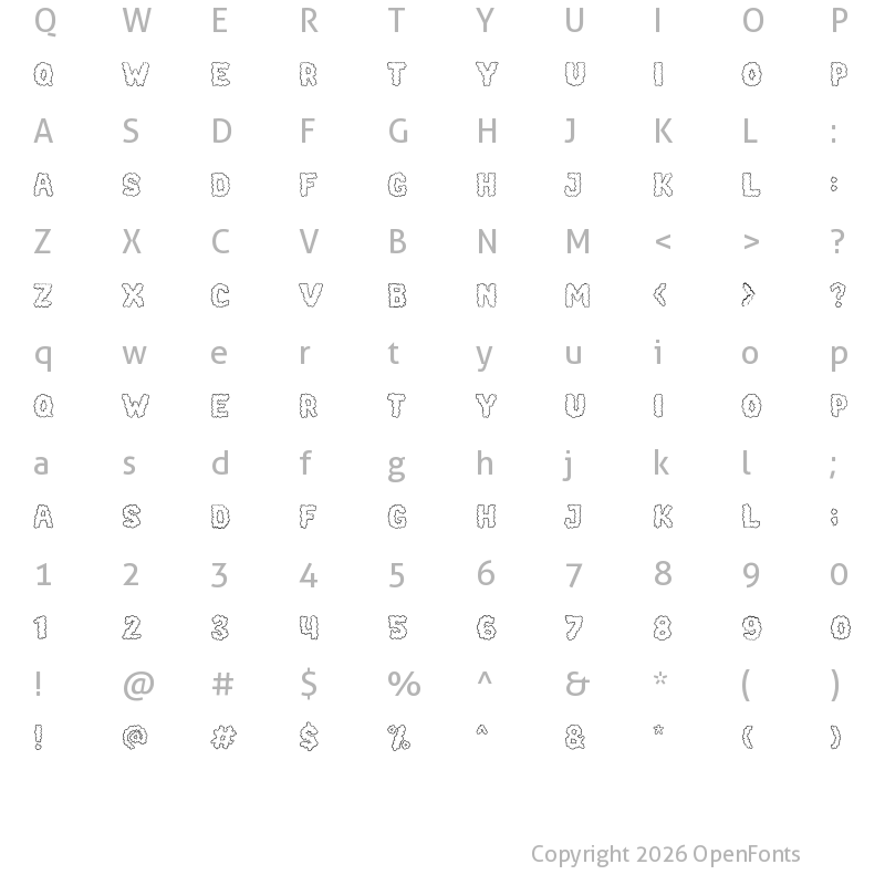Character Map of Cotton Cloud Regular