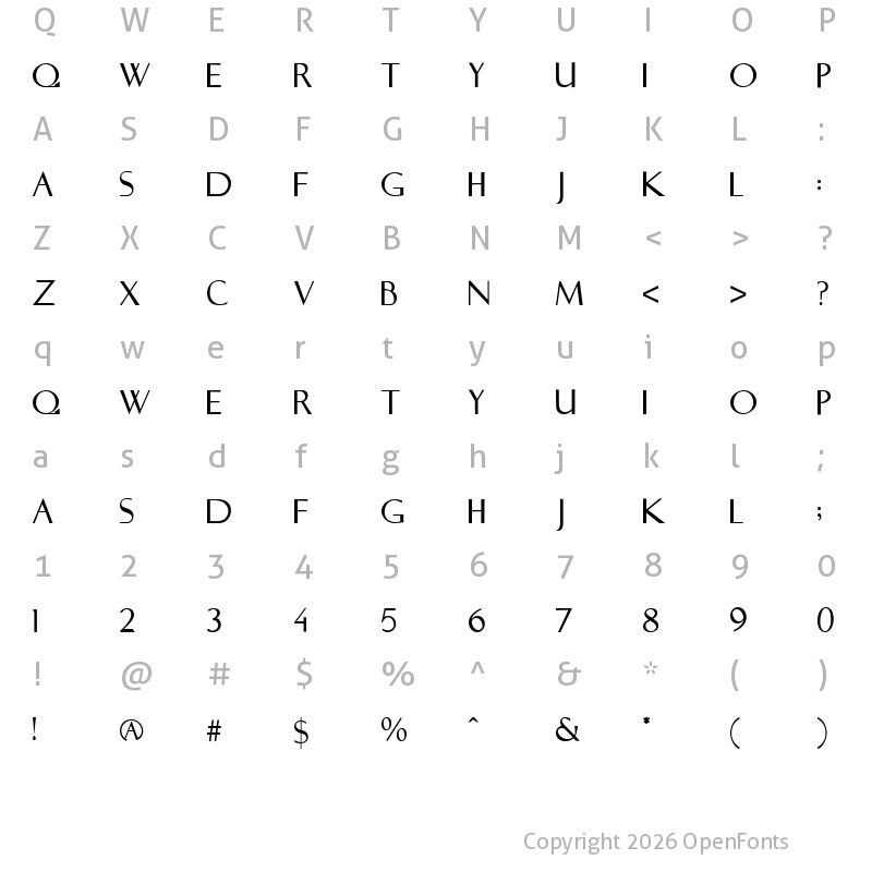 Character Map of Cottsmic Regular