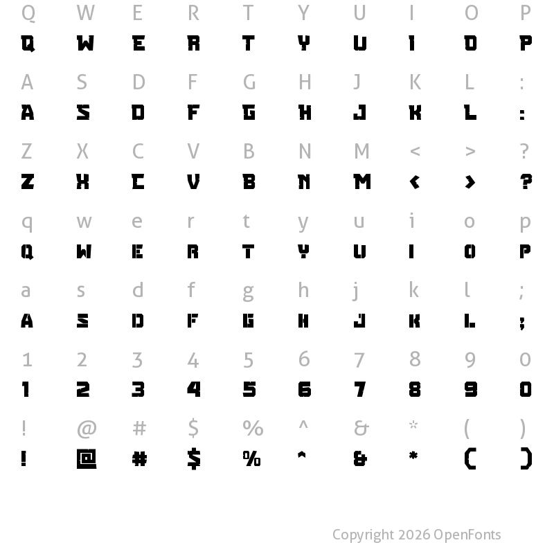 Character Map of COUGAR Regular