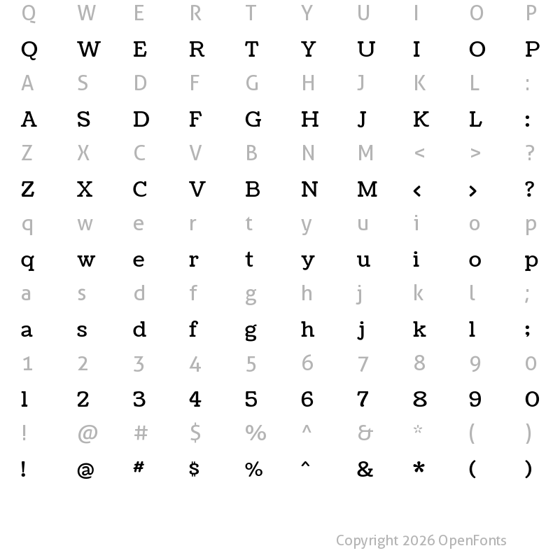 Character Map of Coustard Regular