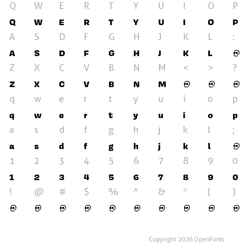 Character Map of Covik Sans Demo Black