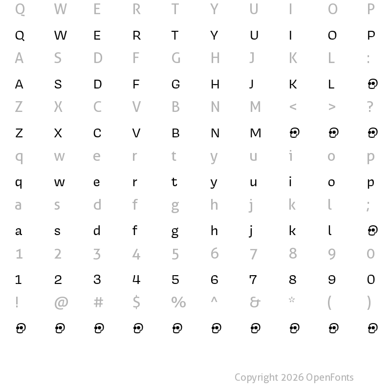 Character Map of Covik Sans Demo Regular