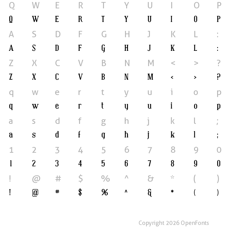 Character Map of Covington Bold