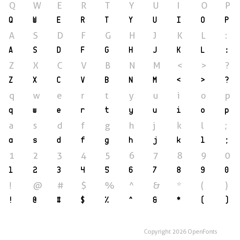 Character Map of CQ Mono Regular