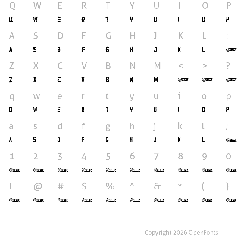 Character Map of Cracksup Demo Regular