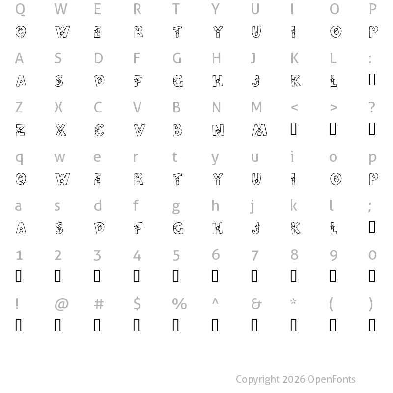 Character Map of Craftopia Stars Regular