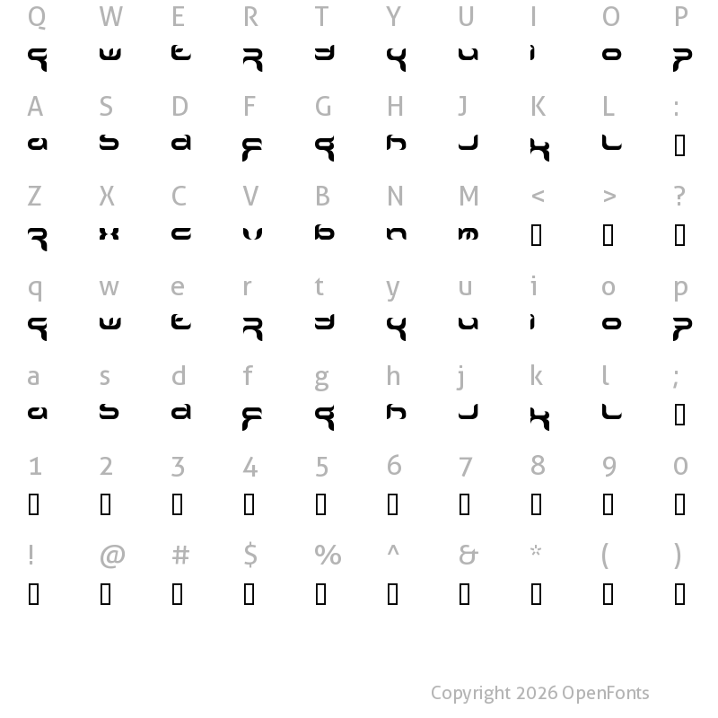 Character Map of crafty Regular