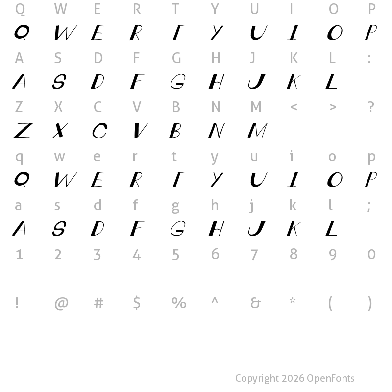 Character Map of crankdeal tilt Regular