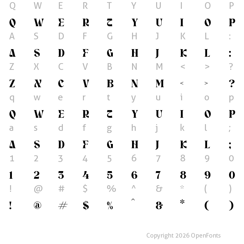 Character Map of CRASEY Regular