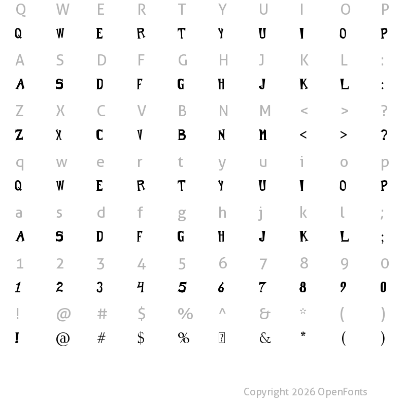 Character Map of Crash Crash Regular