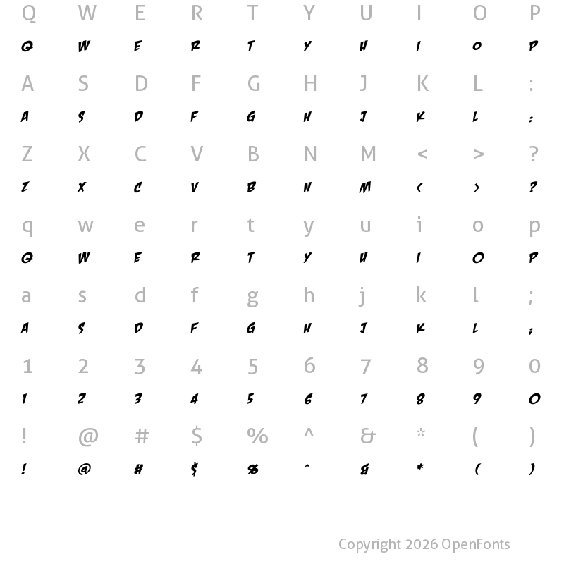 Character Map of CrashLanding BB Italic