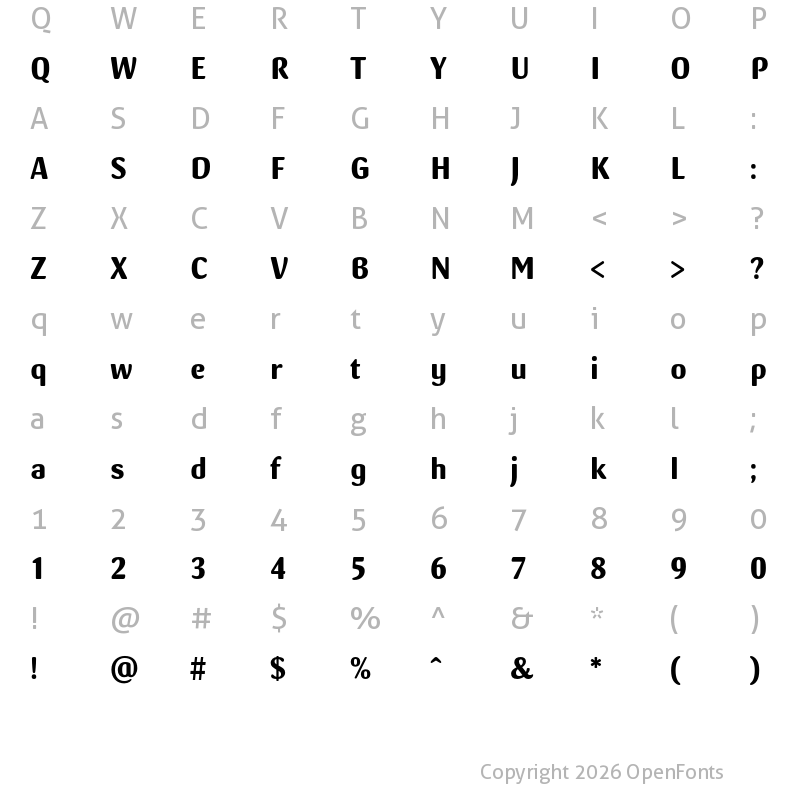 Character Map of Crassula Bold
