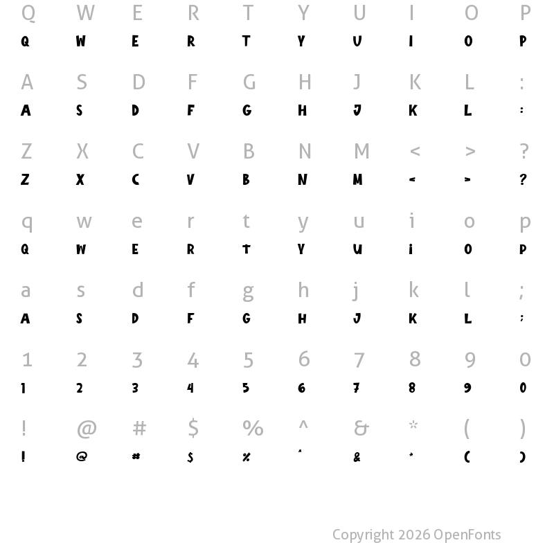 Character Map of Crayonest Regular