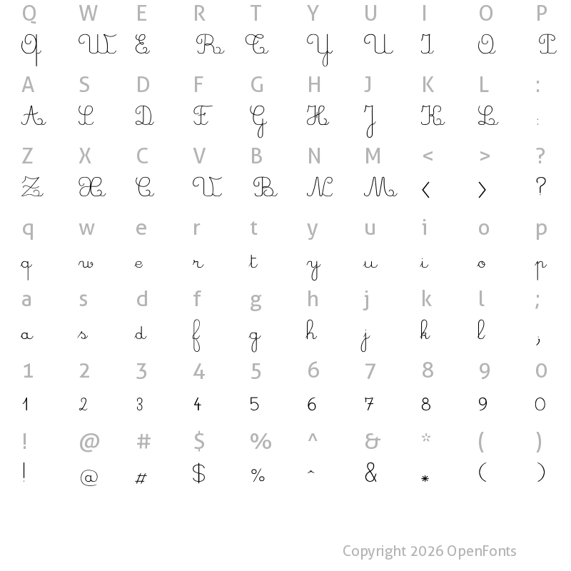 Character Map of CrayonL Regular