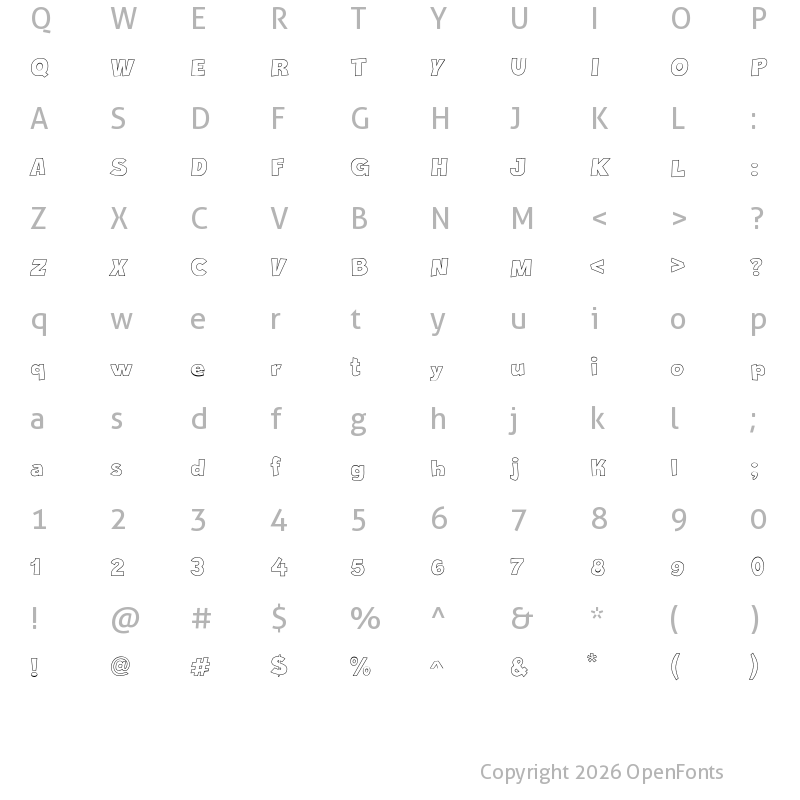 Character Map of Crazy Krabs Outline Regular