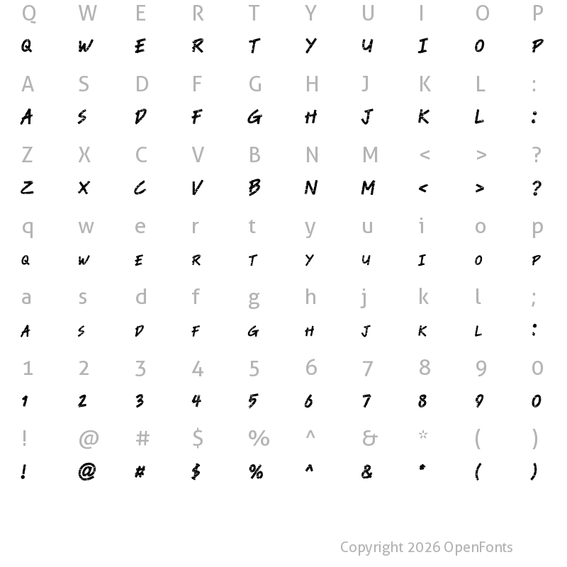 Character Map of Crazyax Regular