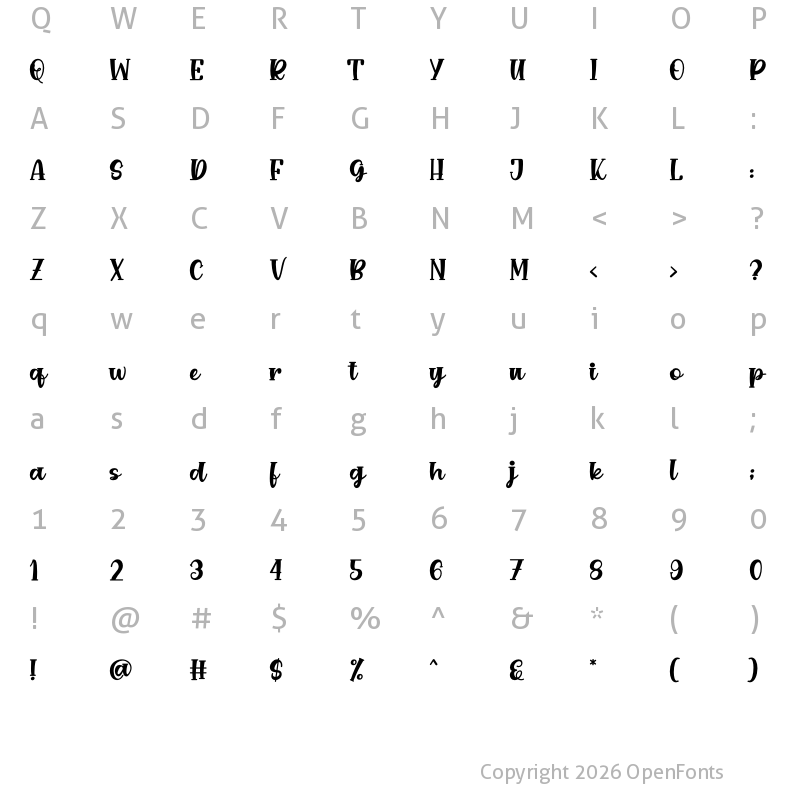 Character Map of CREAMY Delight Regular