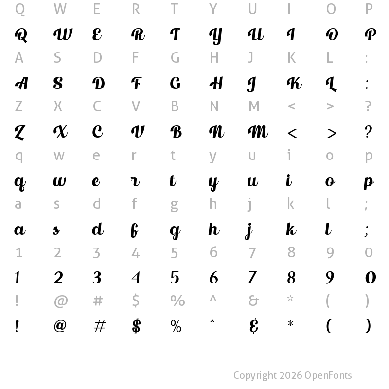 Character Map of Creatify Regular