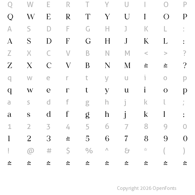 Character Map of Creators Type Classic